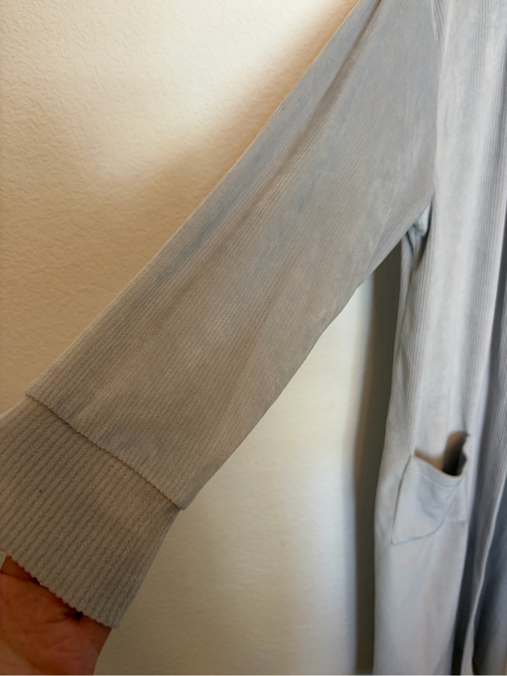 Danskin Light Gray Open-Front Long Robe Cardigan - Picture 4 of 5